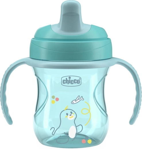 Chicco tréninkový hrneček s držadly teal 200 ml, 6 m+