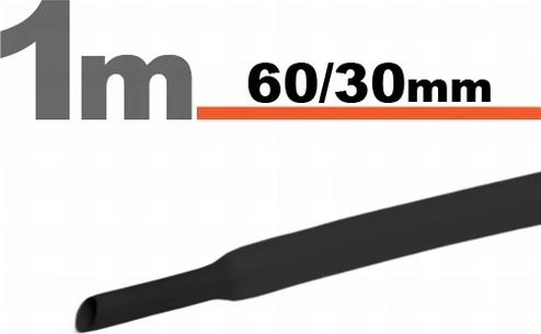 Černá smršťovací bužírka 60/30 mm