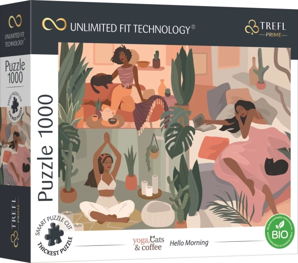 Puzzle TREFL UFT Yoga, Cats & Coffee Dobré ráno 1000 dílků