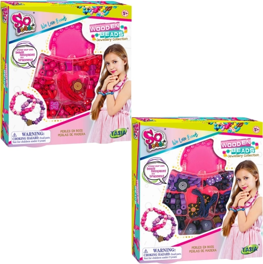 Tasia sada dřevěných korálků na náramky, 2 varianty