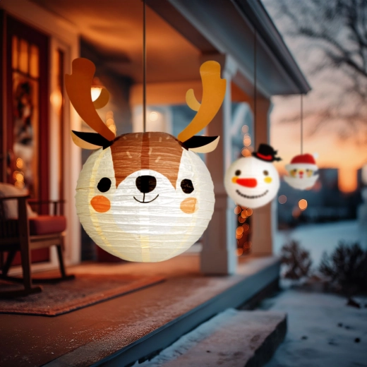 Vánoční papírový lampion sob 30 cm