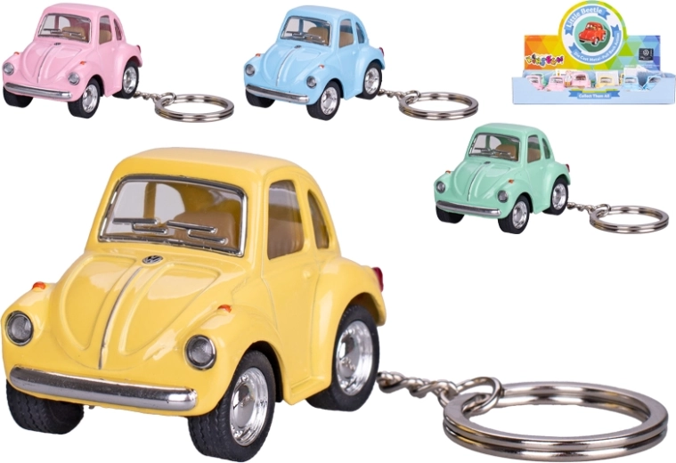 Kinsfun kovový Volkswagen Beetle s přívěskem na klíče a zpětným chodem
