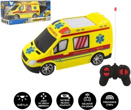 Sanitka RC na dálkové ovládání 27 MHz, 20 cm, se světlem