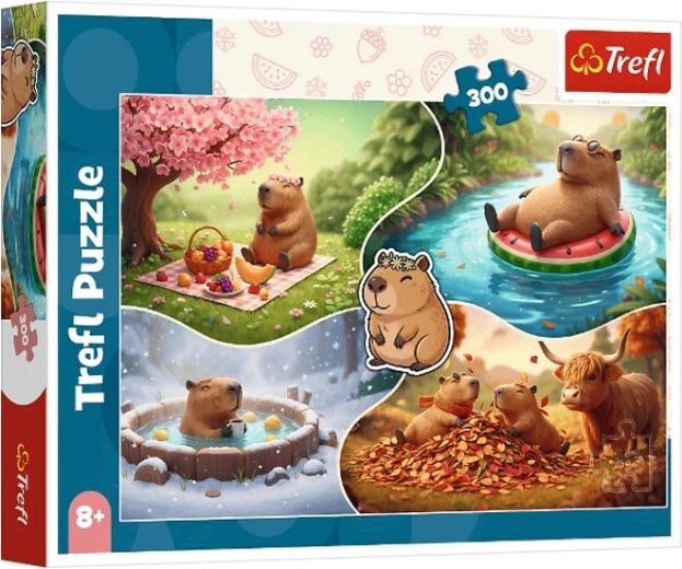 Puzzle 300 dílků čtyři roční období s kapybarami