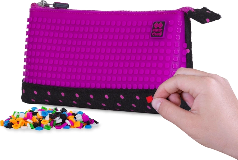 Pixie Crew velké pouzdro černé s fuchsiovým puntíkem