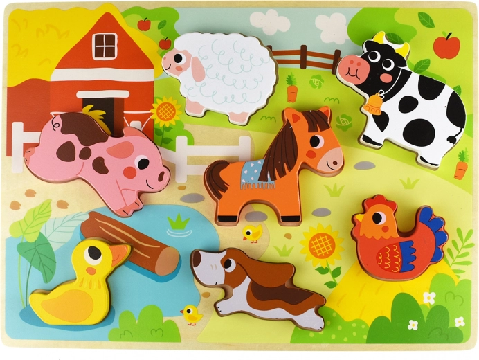Dřevěné montessori vkládací puzzle farma TOOKY TOY