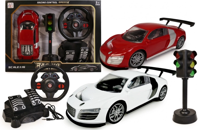 RC auto s volantem a světelnou signalizací