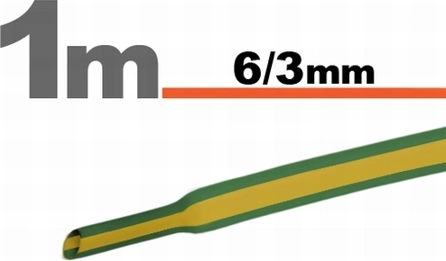 Smršťovací bužírka žluto-zelená 6/3 mm