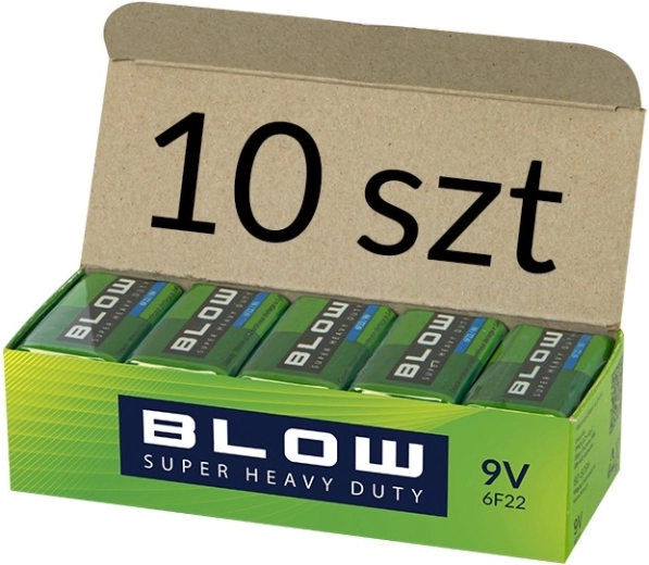 Baterie BLOW 9 V (6F22) super heavy duty, balení 10 ks
