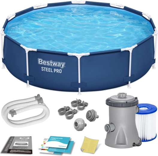 Zahradní nadzemní bazén BESTWAY Steel Pro 305 × 76 cm se setem 8v1