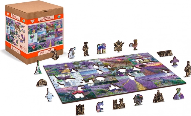 Dřevěné puzzle Levandulová Francie 2v1