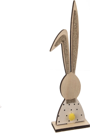 Dřevěná dekorace zajíc bílo-hnědá 26 cm