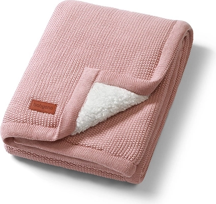 Babyono bavlněná deka se sherpa fleecovou podšívkou 75 × 100 cm růžová