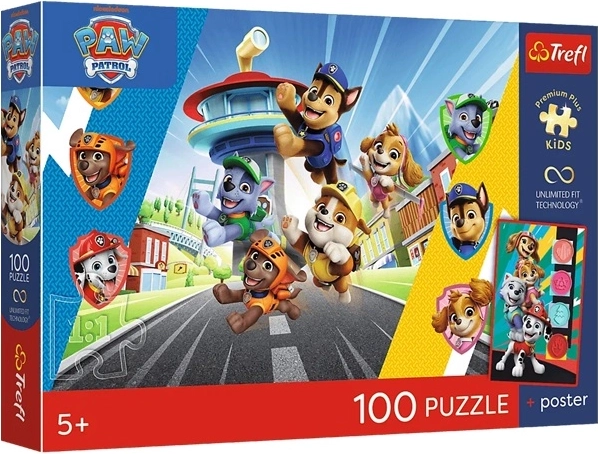 Puzzle Premium Plus Kids Tlapková patrola psí dobrodružství 100 dílků