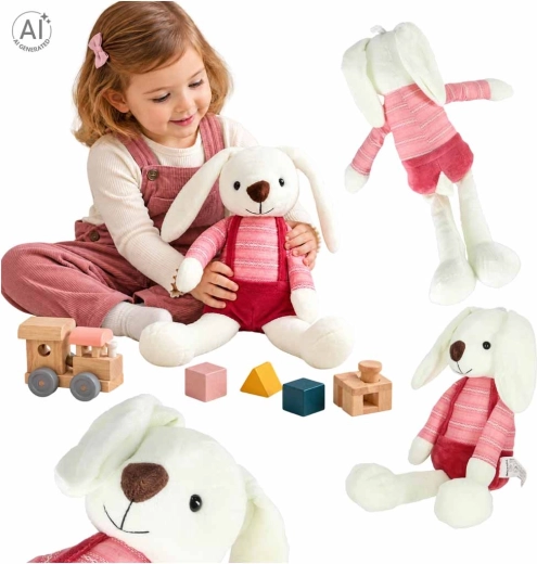 Plyšový králíček v červených kraťasech 36 cm - 1 kus