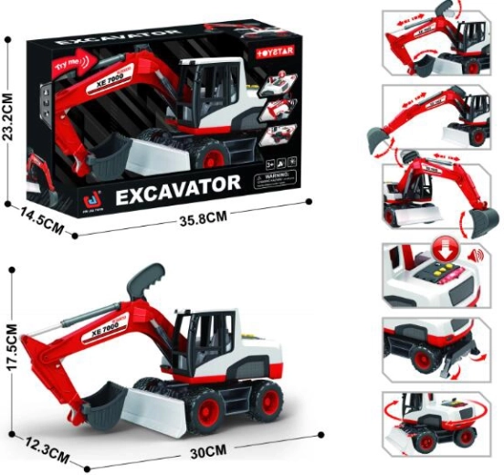 Hračka – bagr s pohyblivou lžící se světlem a zvukem