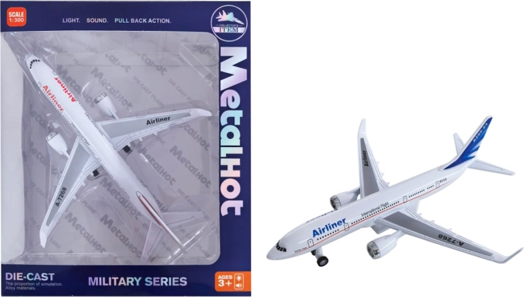 Kovový model dopravního letadla Airliner MetalHot se stojánkem 1:860