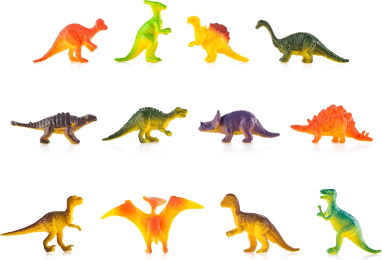 18 pestrobarevných dinosaurů pro kreativní hru