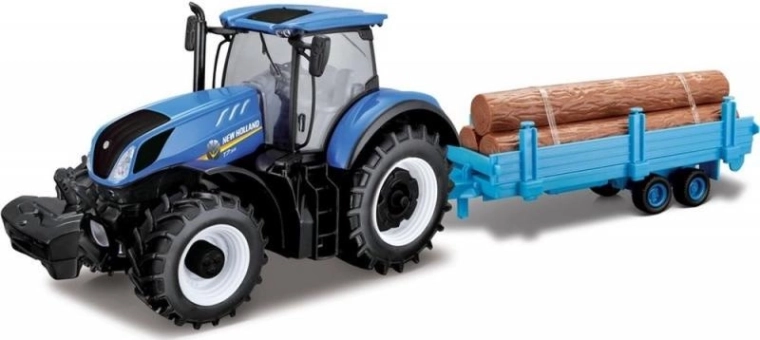 Traktor New Holland T7.315 s dlouhým přívěsem na dřevo 1:32