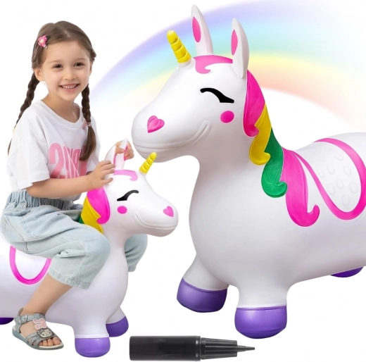 Skákací jednorožec bílý s pumpičkou Woopie