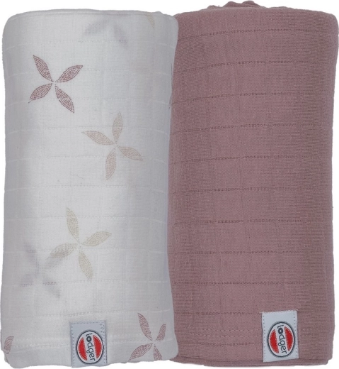 Lodger swaddler Solid matcha powder/rose 110 × 110 cm, sada 2 kusů