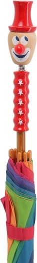 Hravá rukojeť s klaunem z přírodního dřeva