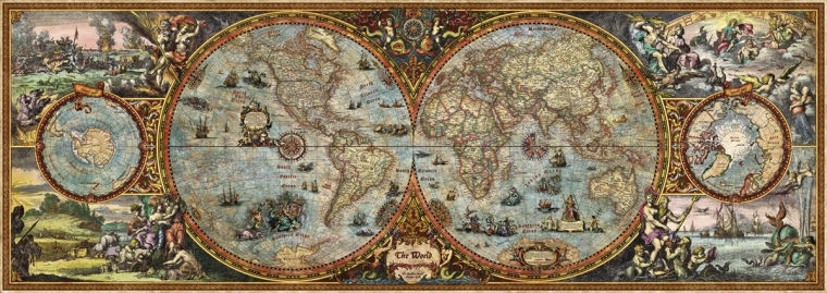 Panoramatické puzzle mapa světa – polokoule 6000 dílků HEYE