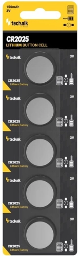 Technik Platinum lithiová knoflíková baterie CR2025 3V, balení 5 ks