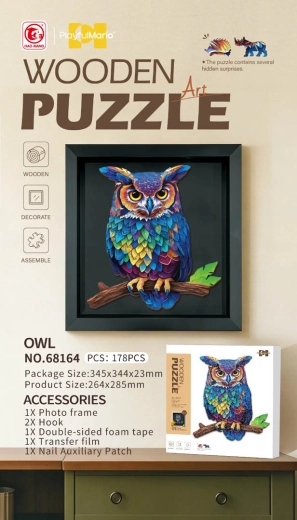 Dřevěné puzzle sova se 178 dílky