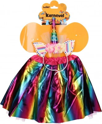 Karnevalní set jednorožec – barevná sukýnka a čelenka