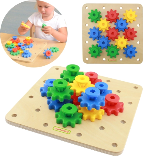Masterkidz dřevěná Montessori deska s ozubenými koly