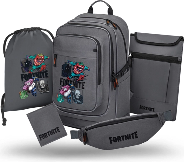 Baagl školní set 5 dílů Cubic Fortnite Squad (batoh, sáček, ledvinka, obal na notebook, peněženka) GRS