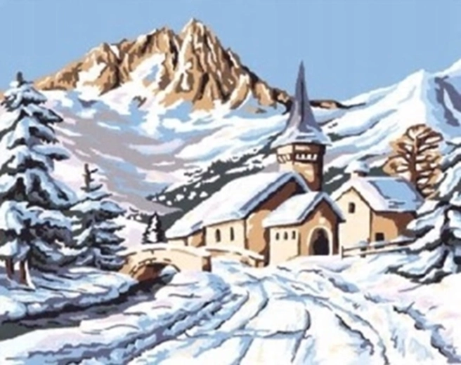 Norimpex Malování podle čísel zasněžená chata v horách 40 × 50 cm