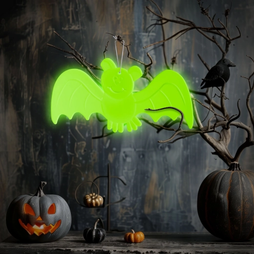 Halloweenská fosforeskující dekorace netopýr 20 × 10 cm