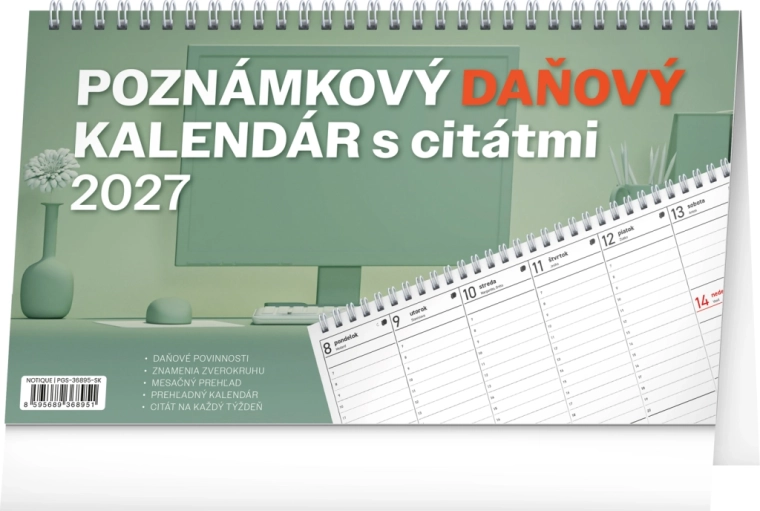 Notique stolní daňový poznámkový kalendář s citáty 2027 25 × 14,5 cm
