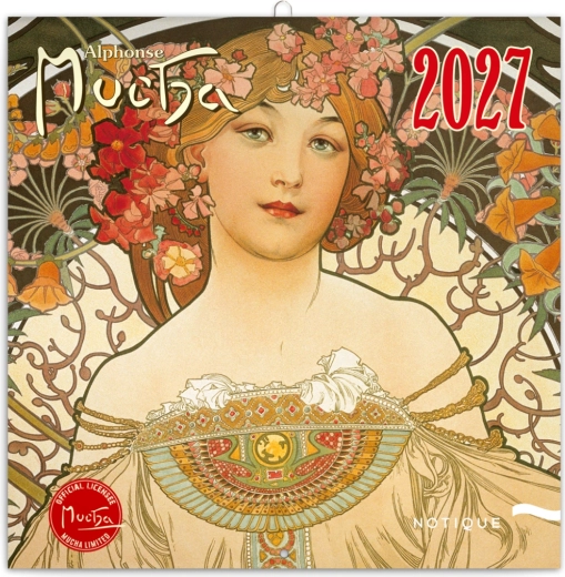 Notique nástěnný poznámkový kalendář Alphonse Mucha 2027 30 × 30 cm