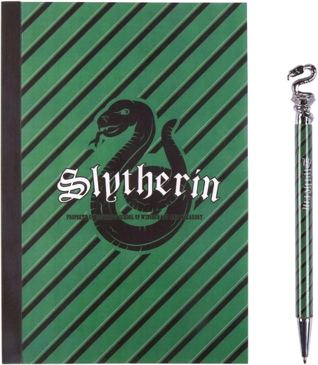 Zápisník A5 a propiska s motivem Slytherin