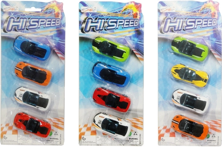 Sada kovových závodních autíček 4 ks