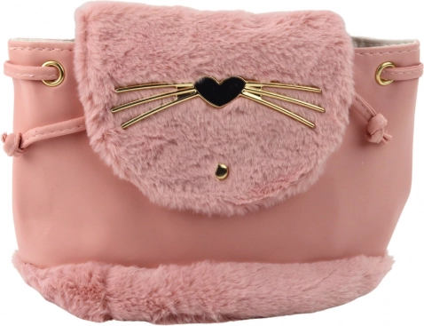růžový dětský plyšový batůžek s oušky, nastavitelný popruh, 22 cm, 4 l