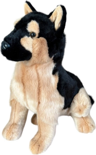 Plyšový pes – německý ovčák, sedící 28 cm