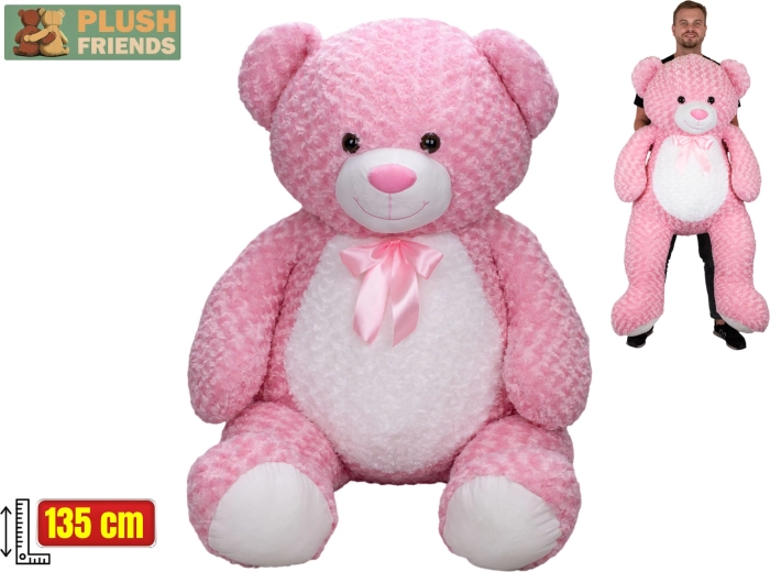 Plush Friends růžový plyšový medvěd s mašlí 135 cm