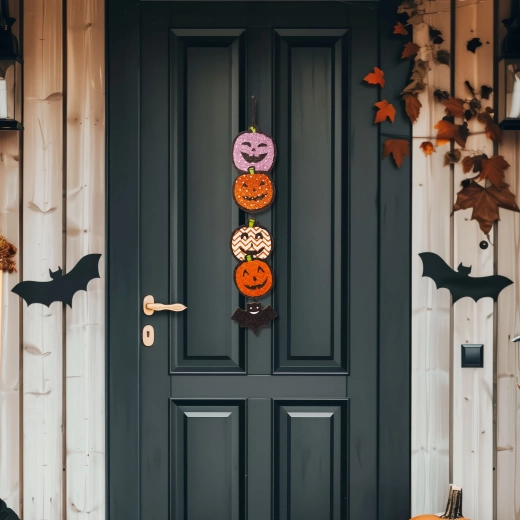 Halloweenská závěsná dekorace dýně ze dřeva