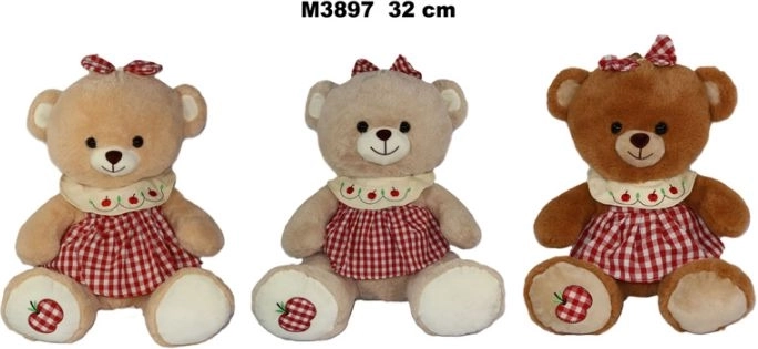 Plyšový medvídek v šatech 32 cm - 1 kus