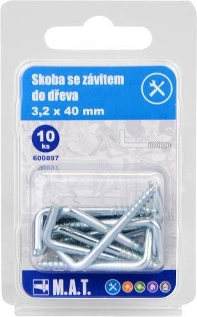 Skoba se závitem do dřeva 40 × 3,2 mm, pozinkovaná (10 ks)
