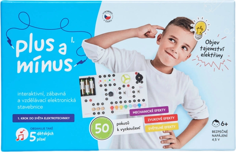 Plus a mínus elektronická dětská elektronická stavebnice – 50 pokusů (CZ)