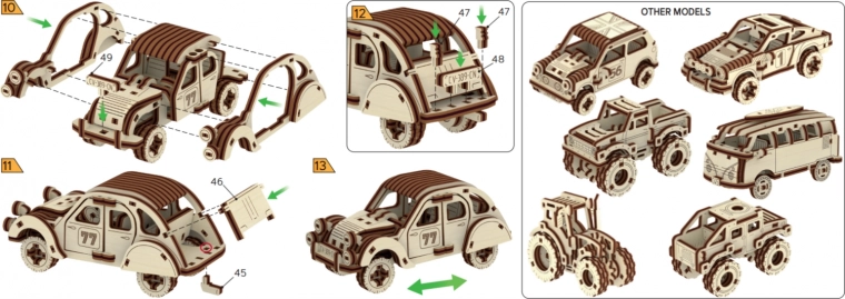Dřevěné 3D puzzle závodní auto – Číslo 77
