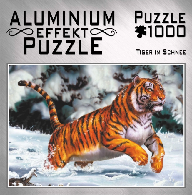 Metalické puzzle tygr ve sněhu 1000 dílků