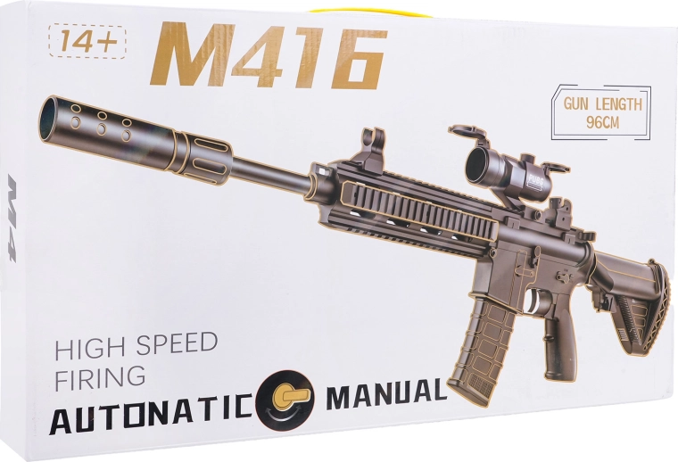 Gelová pistole M416 šedá na vodní kuličky s příslušenstvím
