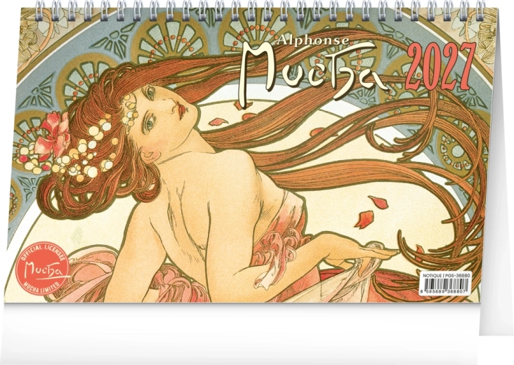Notique stolní kalendář Alfons Mucha 2027 (23,1 × 14,5 cm)