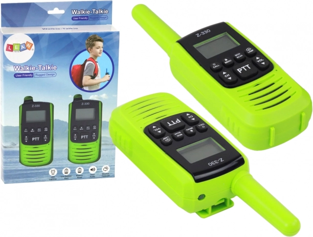 Kompaktní zelené Walkie-Talkie s dosahem 3 km pro komunikaci na cestách